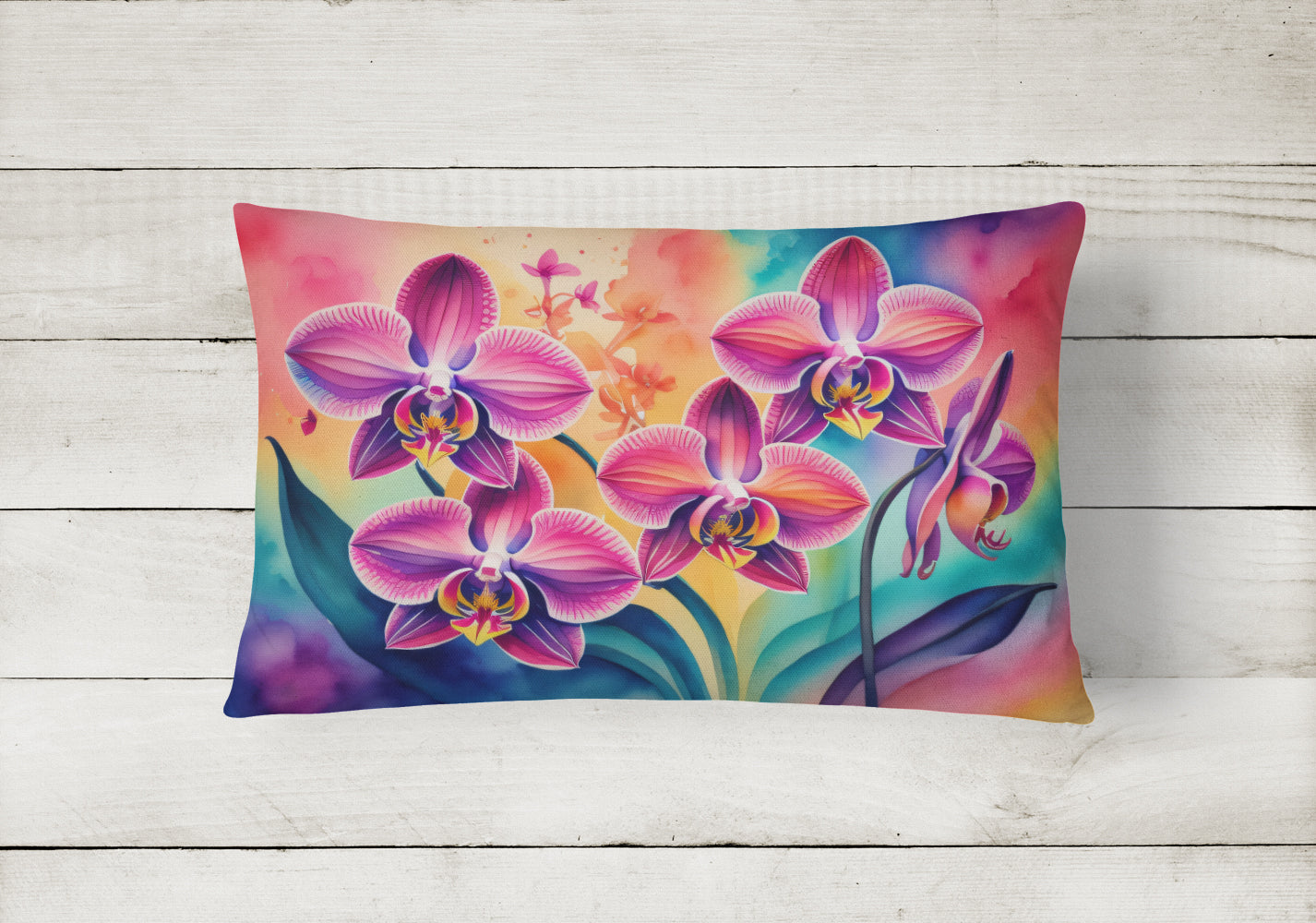 Orchids in Color Fabric Decorative Pillow