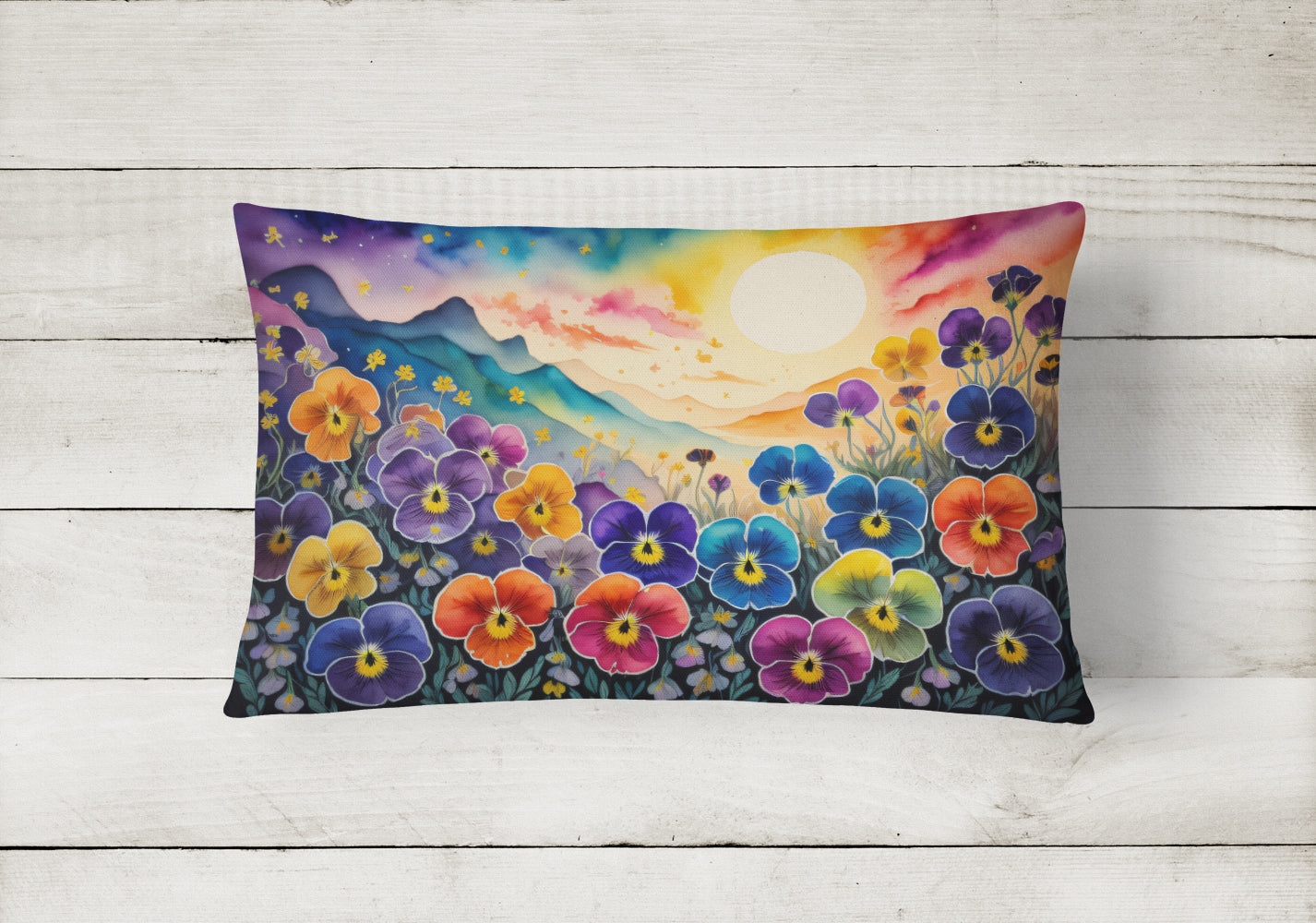 Pansies in Color Fabric Decorative Pillow