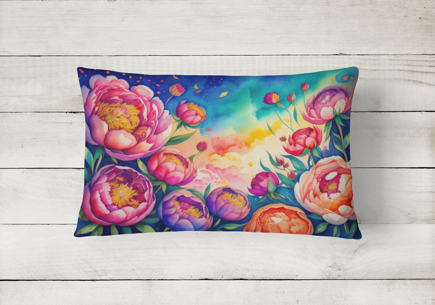 Peonies in Color Fabric Decorative Pillow