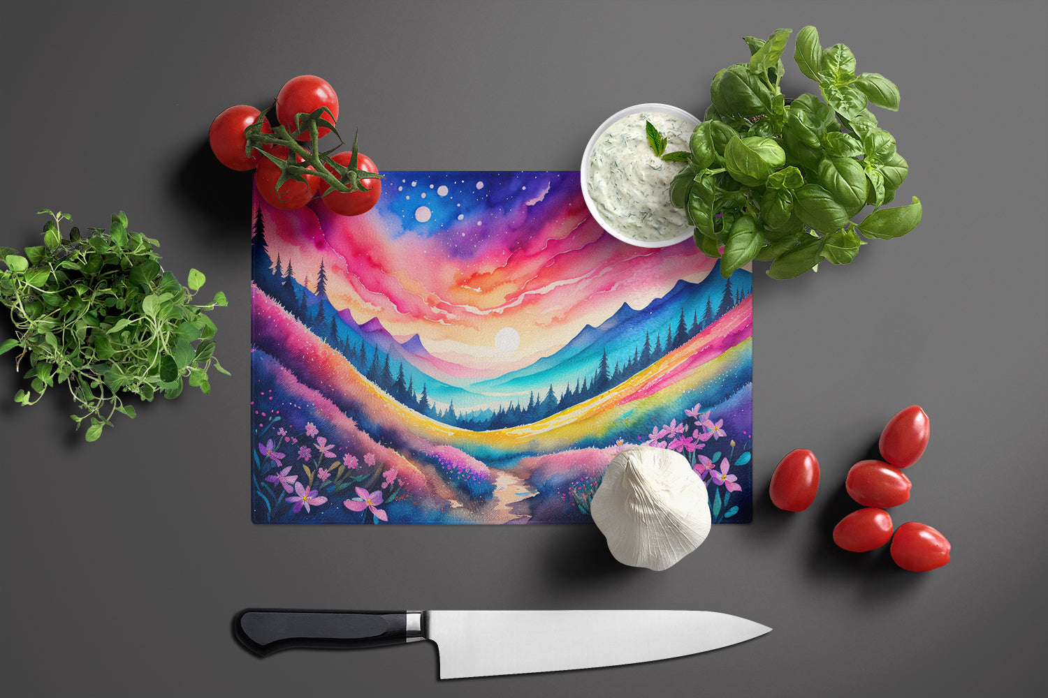 Phlox in Color Glass Cutting Board Large