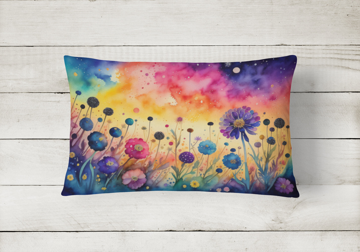 Scabiosa in Color Fabric Decorative Pillow