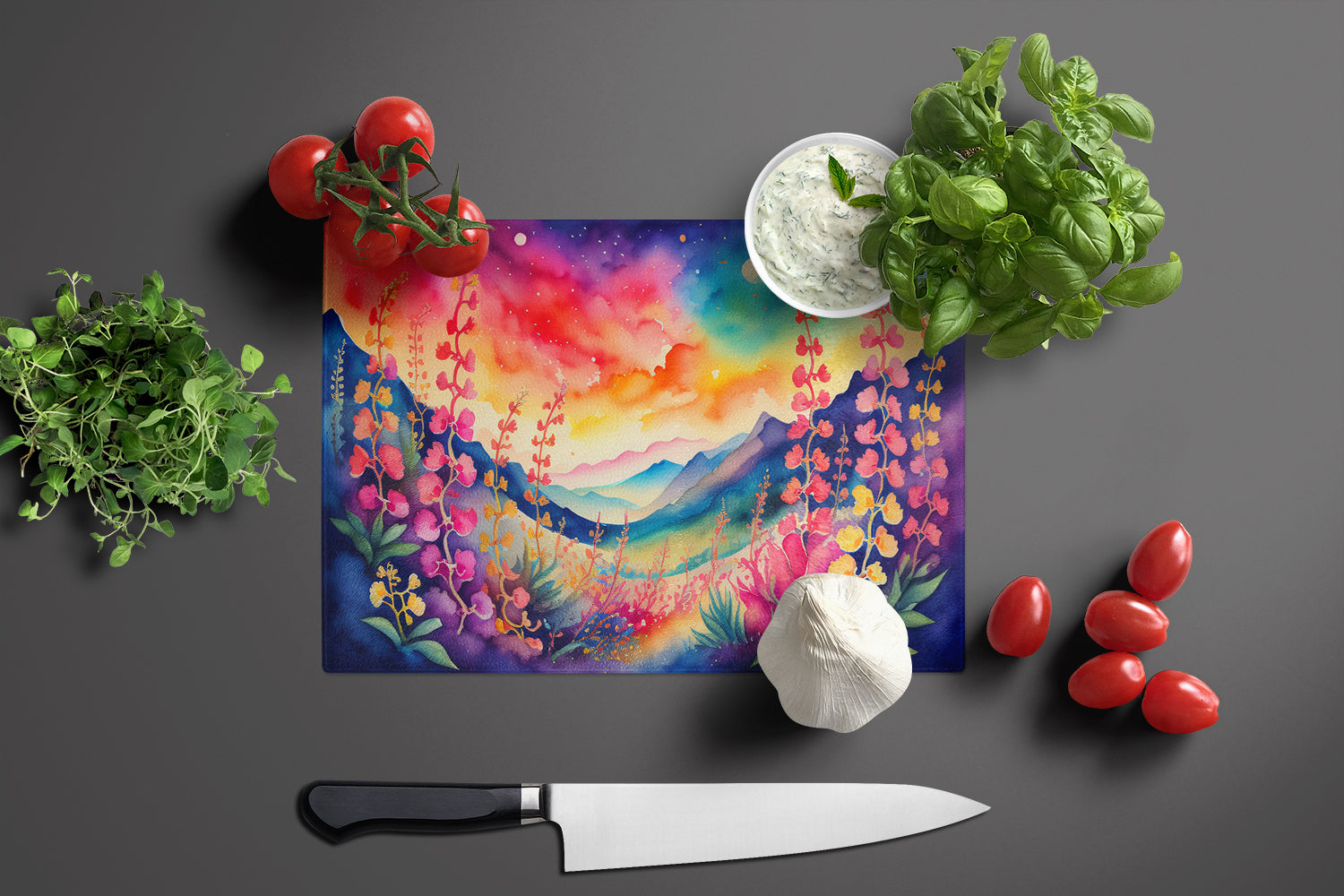Snapdragon in Color Glass Cutting Board Large