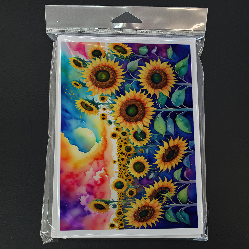 Sunflowers in Color Greeting Cards and Envelopes Pack of 8