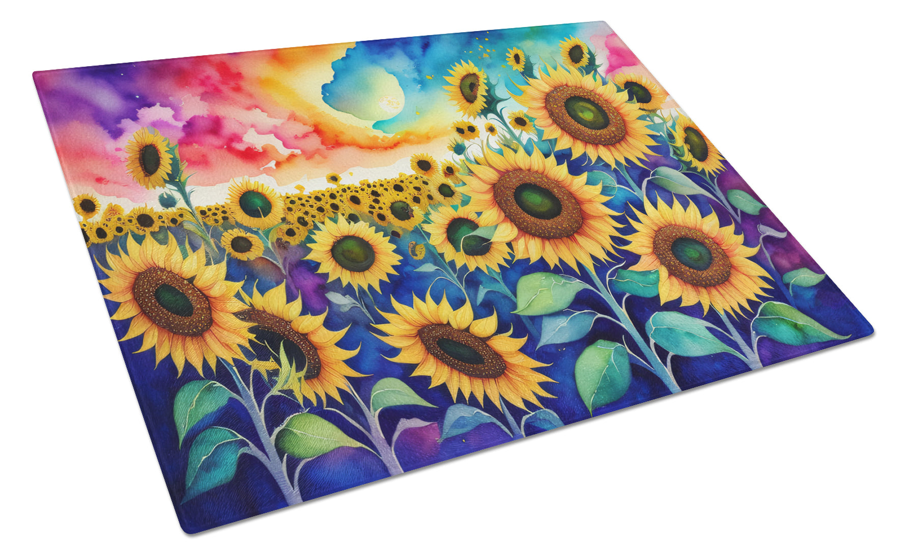 Buy this Sunflowers in Color Glass Cutting Board Large