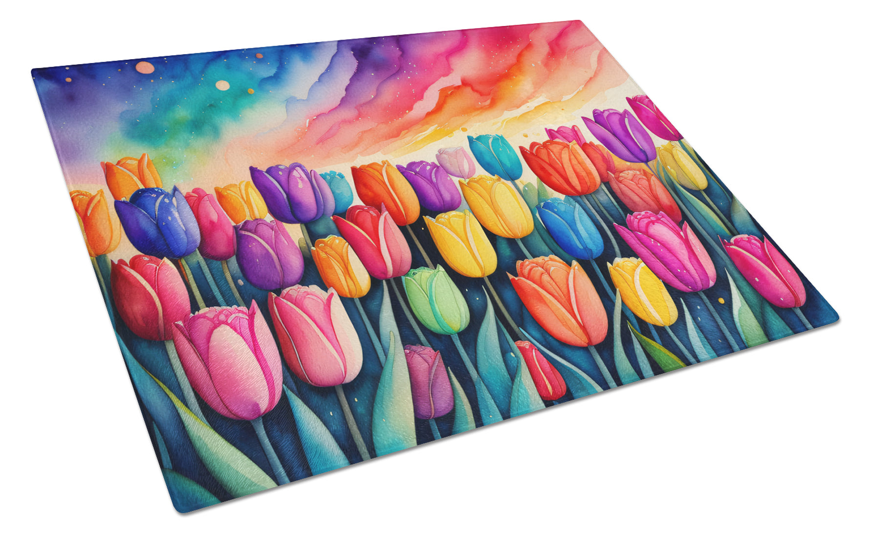 Buy this Tulips in Color Glass Cutting Board Large
