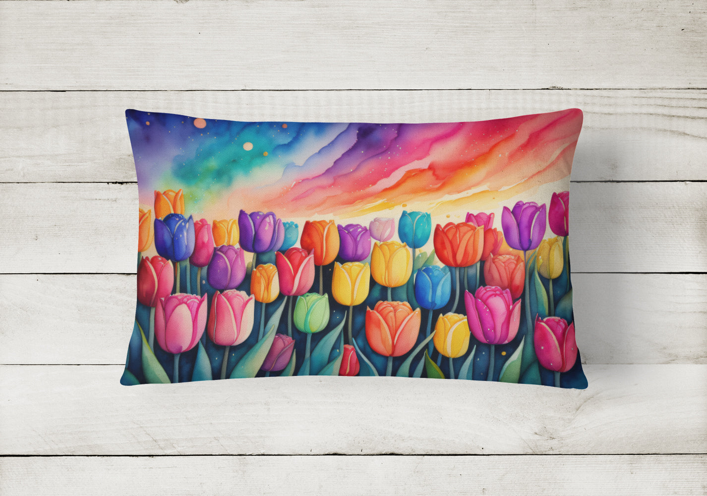 Tulips in Color Fabric Decorative Pillow