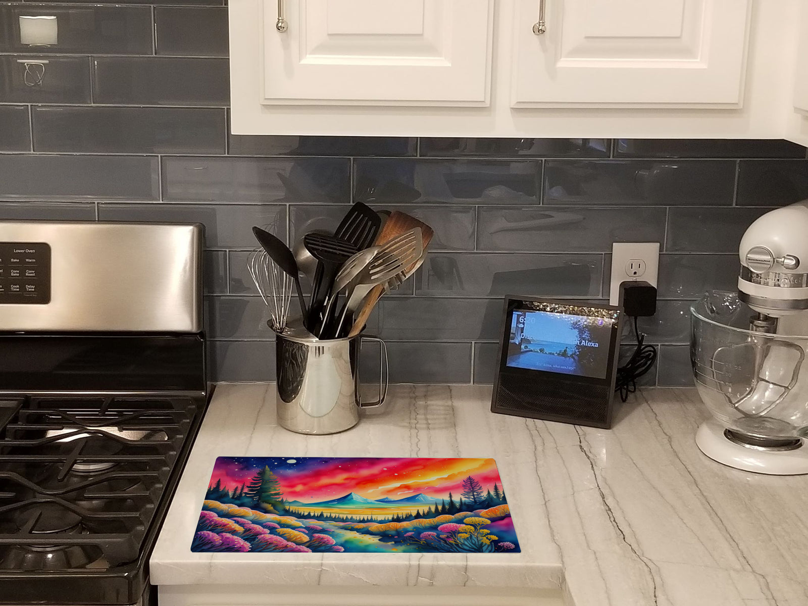 Caroline's Treasures Yarrow in Color Glass Cutting Boards – Durable, Decorative Kitchen Art Large