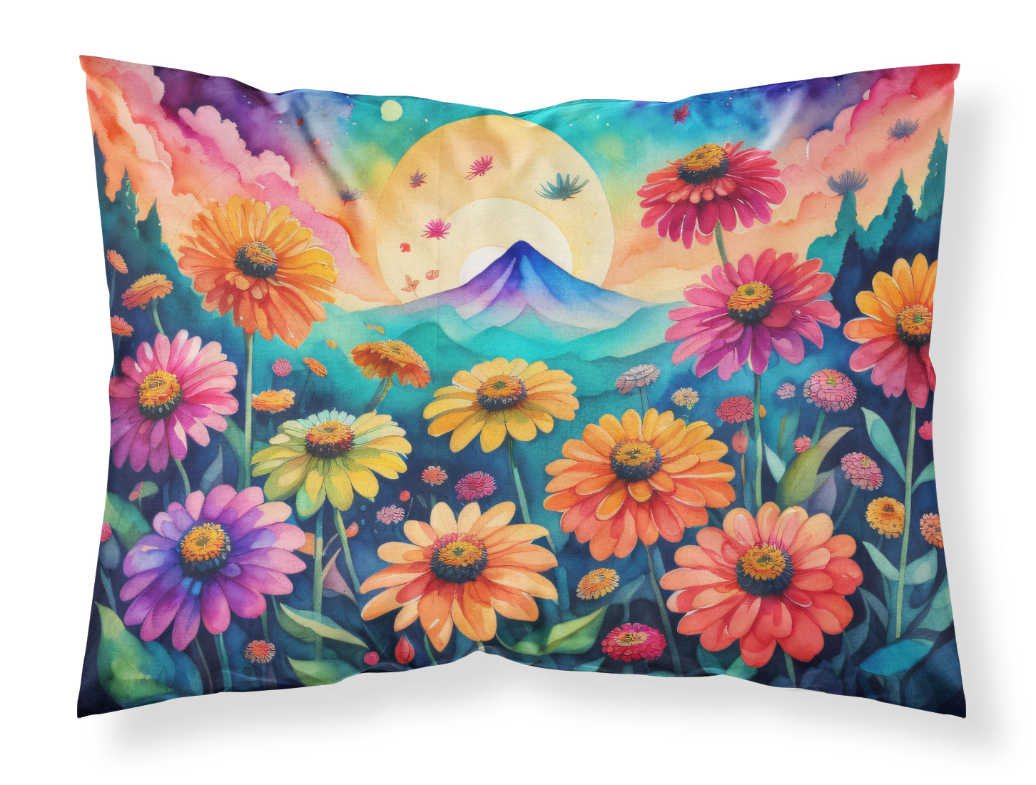 Buy this Zinnias in Color Fabric Standard Pillowcase