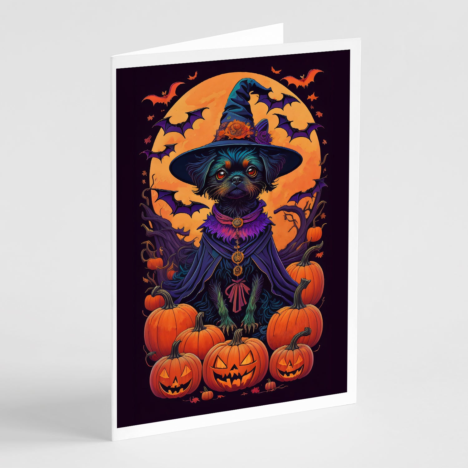 Buy this Affenpinscher Witchy Halloween Greeting Cards and Envelopes Pack of 8