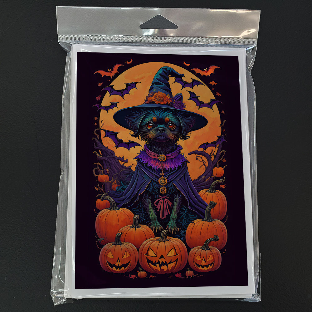 Affenpinscher Witchy Halloween Greeting Cards and Envelopes Pack of 8