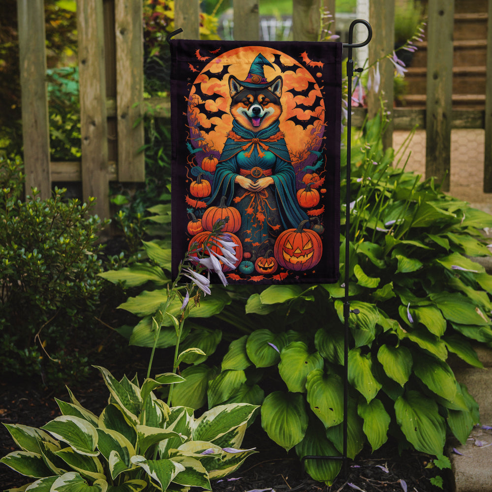 Akita Witchy Halloween Garden Flag