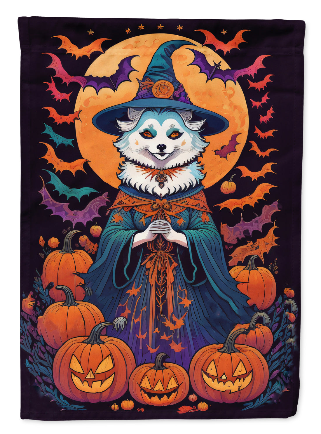 Buy this American Eskimo Witchy Halloween House Flag