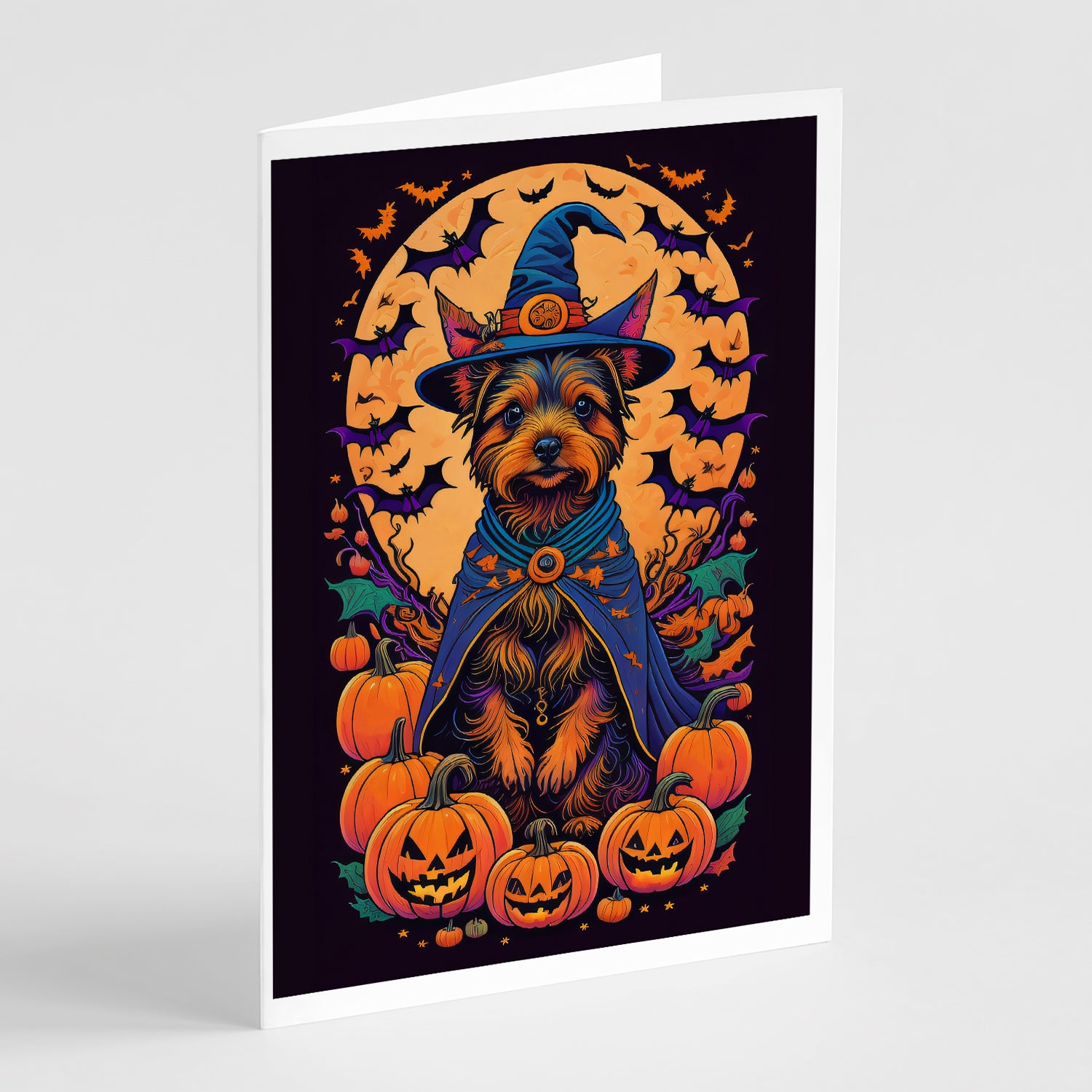 Buy this Australian Terrier Witchy Halloween Greeting Cards and Envelopes Pack of 8