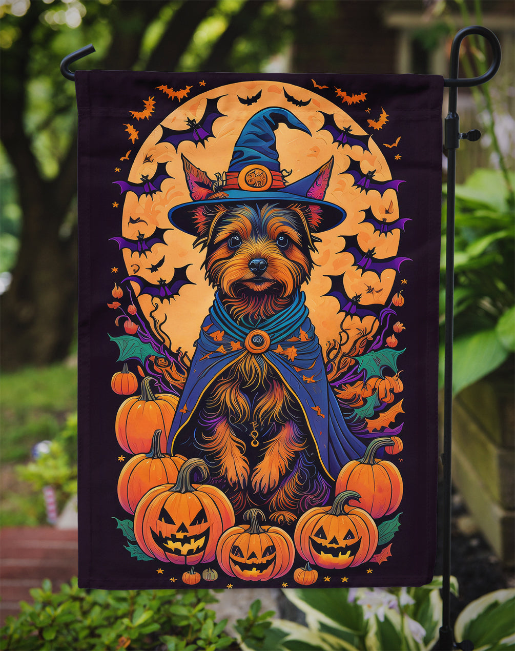 Australian Terrier Witchy Halloween Garden Flag