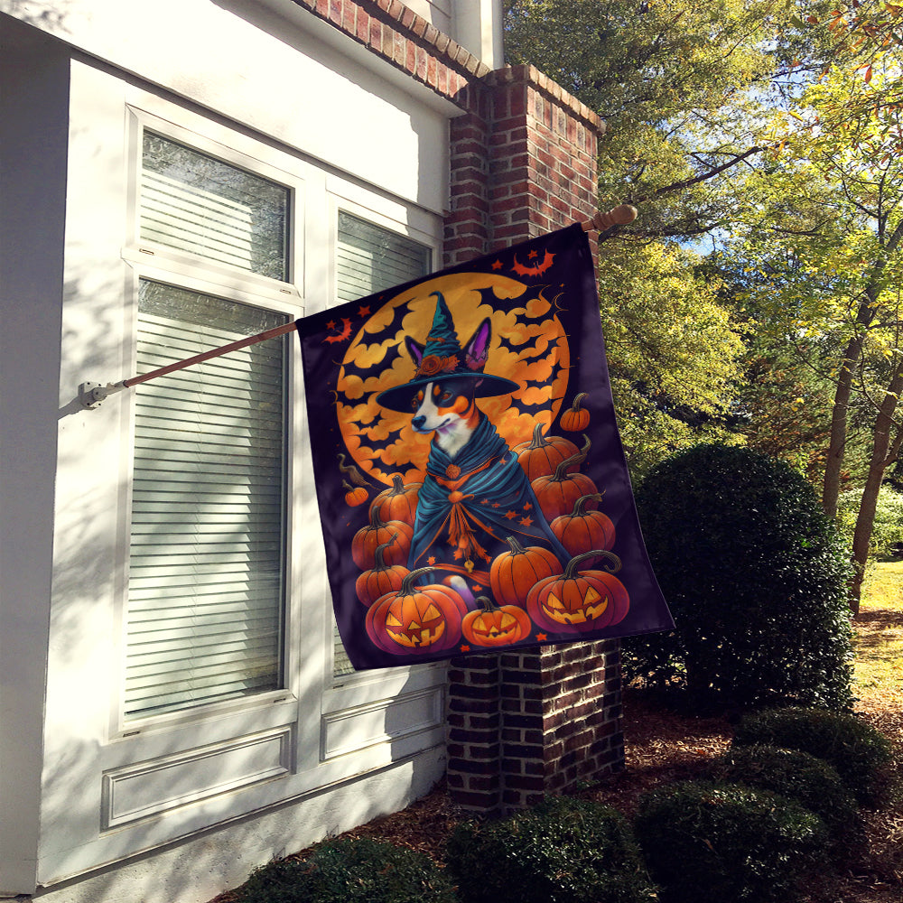 Basenji Witchy Halloween House Flag