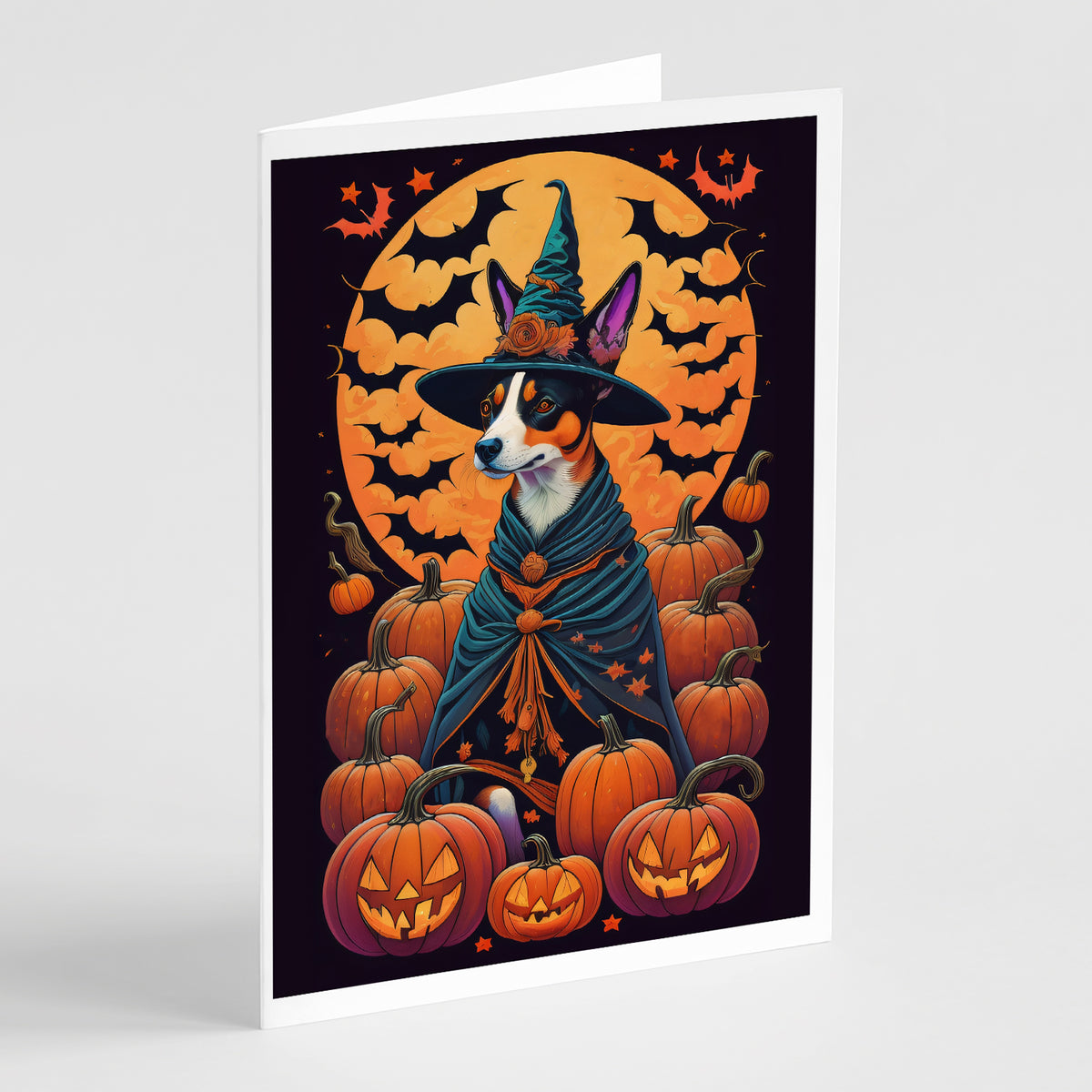 Buy this Basenji Witchy Halloween Greeting Cards and Envelopes Pack of 8