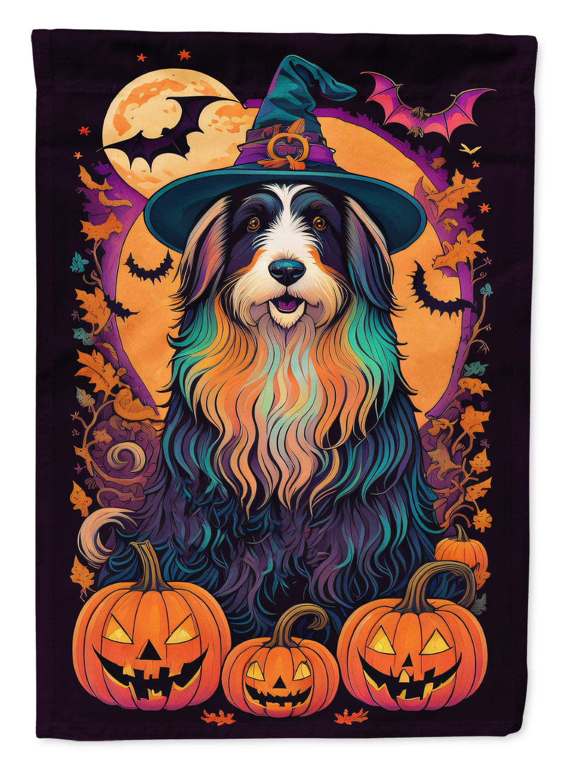 Buy this Bearded Collie Witchy Halloween House Flag