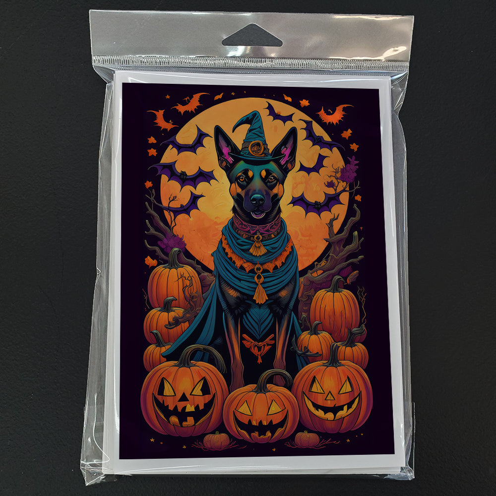 Belgian Malinois Witchy Halloween Greeting Cards and Envelopes Pack of 8