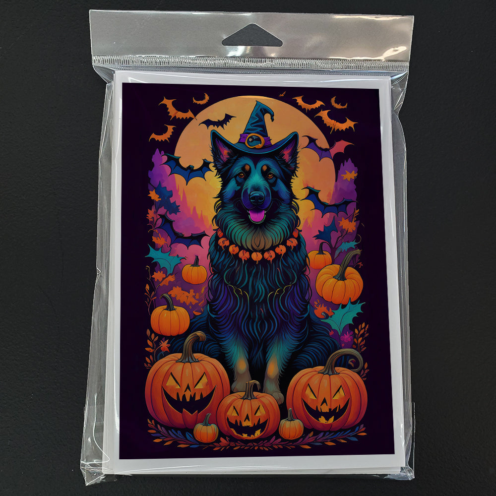 Belgian Sheepdog Witchy Halloween Greeting Cards and Envelopes Pack of 8