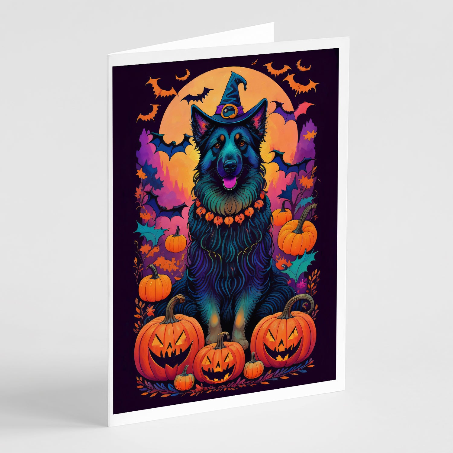 Buy this Belgian Sheepdog Witchy Halloween Greeting Cards and Envelopes Pack of 8