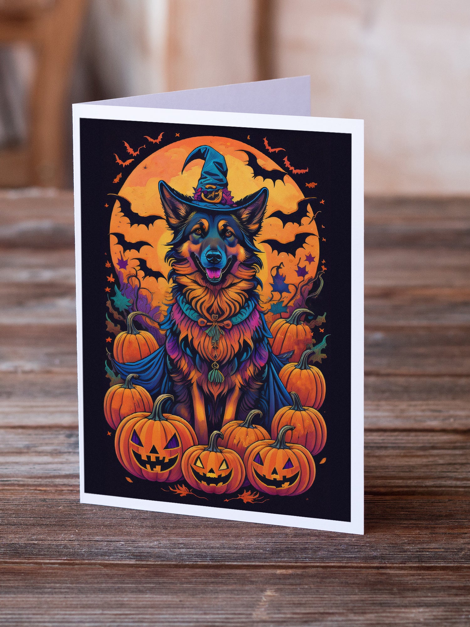 Belgian Tervuren Witchy Halloween Greeting Cards and Envelopes Pack of 8