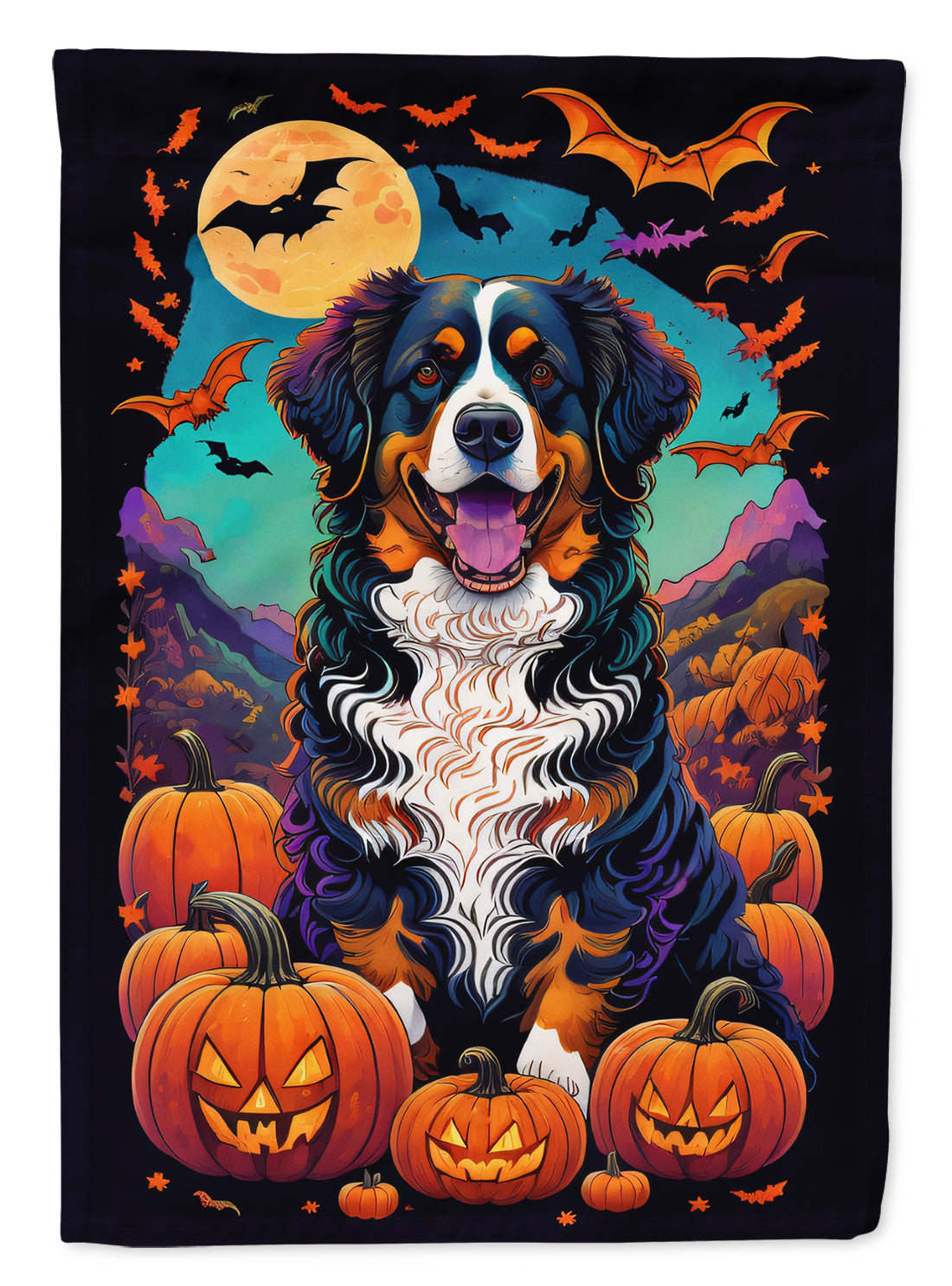 Buy this Bernese Mountain Dog Witchy Halloween House Flag