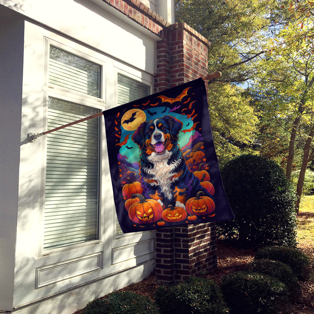 Bernese Mountain Dog Witchy Halloween House Flag