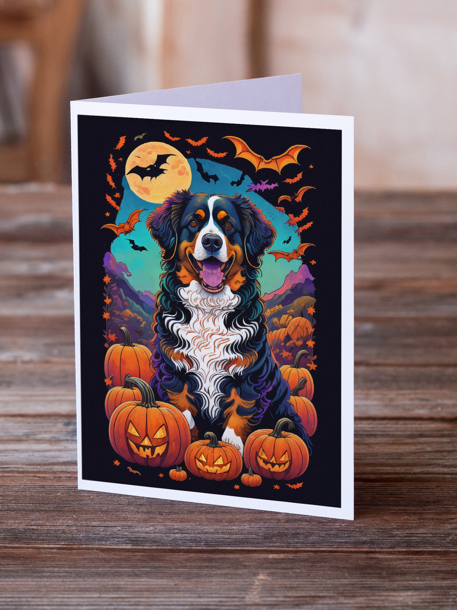 Buy this Bernese Mountain Dog Witchy Halloween Greeting Cards and Envelopes Pack of 8