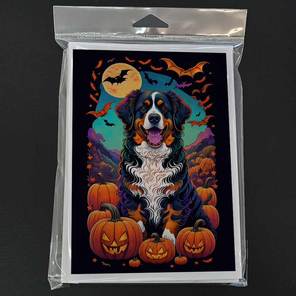 Bernese Mountain Dog Witchy Halloween Greeting Cards and Envelopes Pack of 8