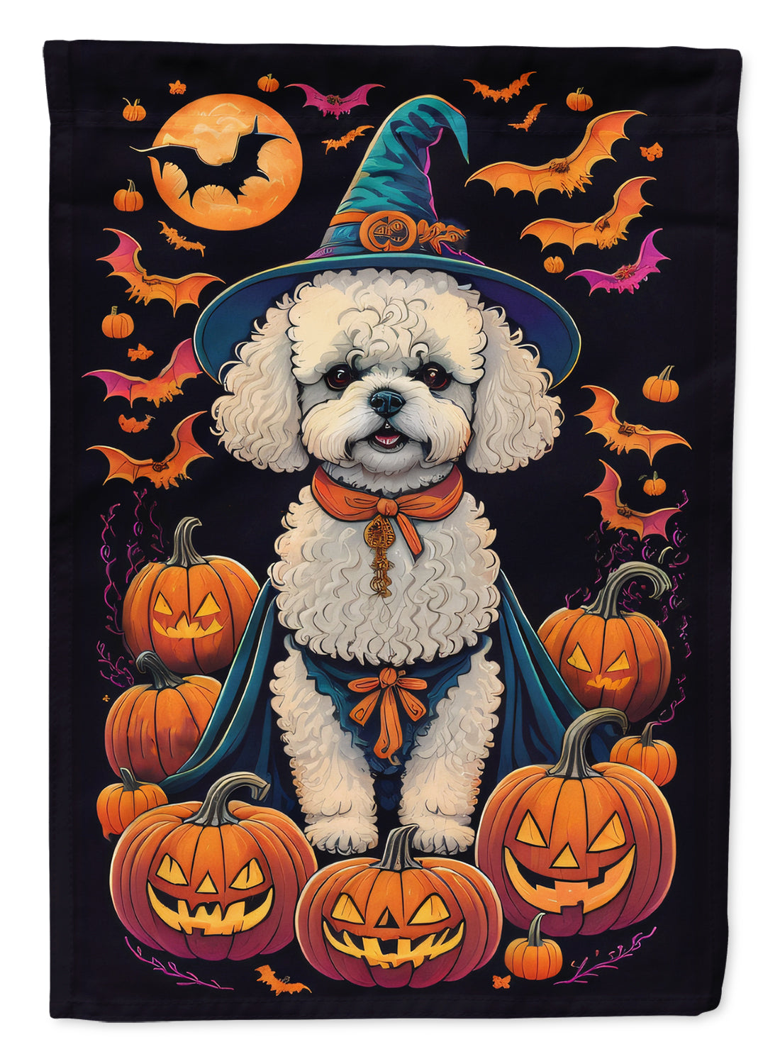 Buy this Bichon Frise Witchy Halloween House Flag