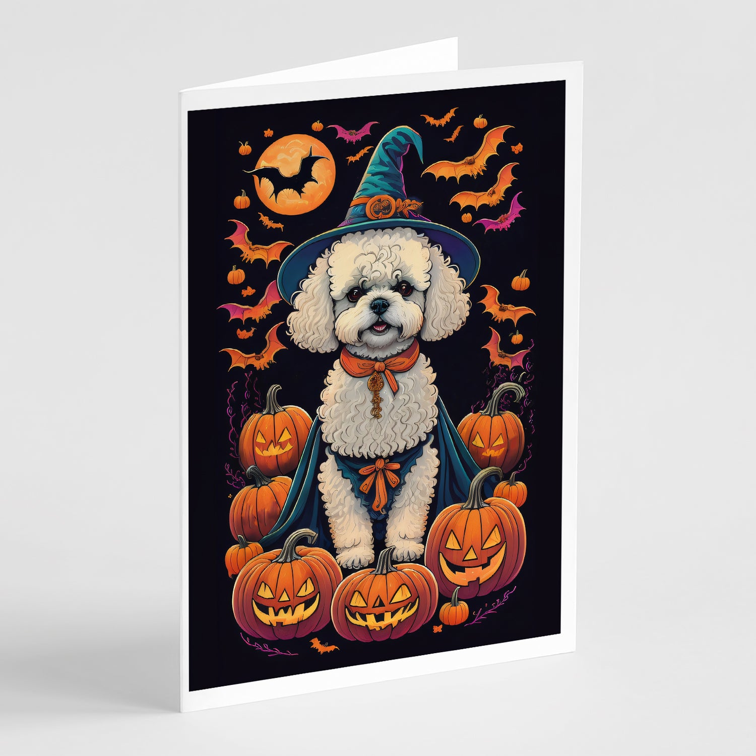 Buy this Bichon Frise Witchy Halloween Greeting Cards and Envelopes Pack of 8