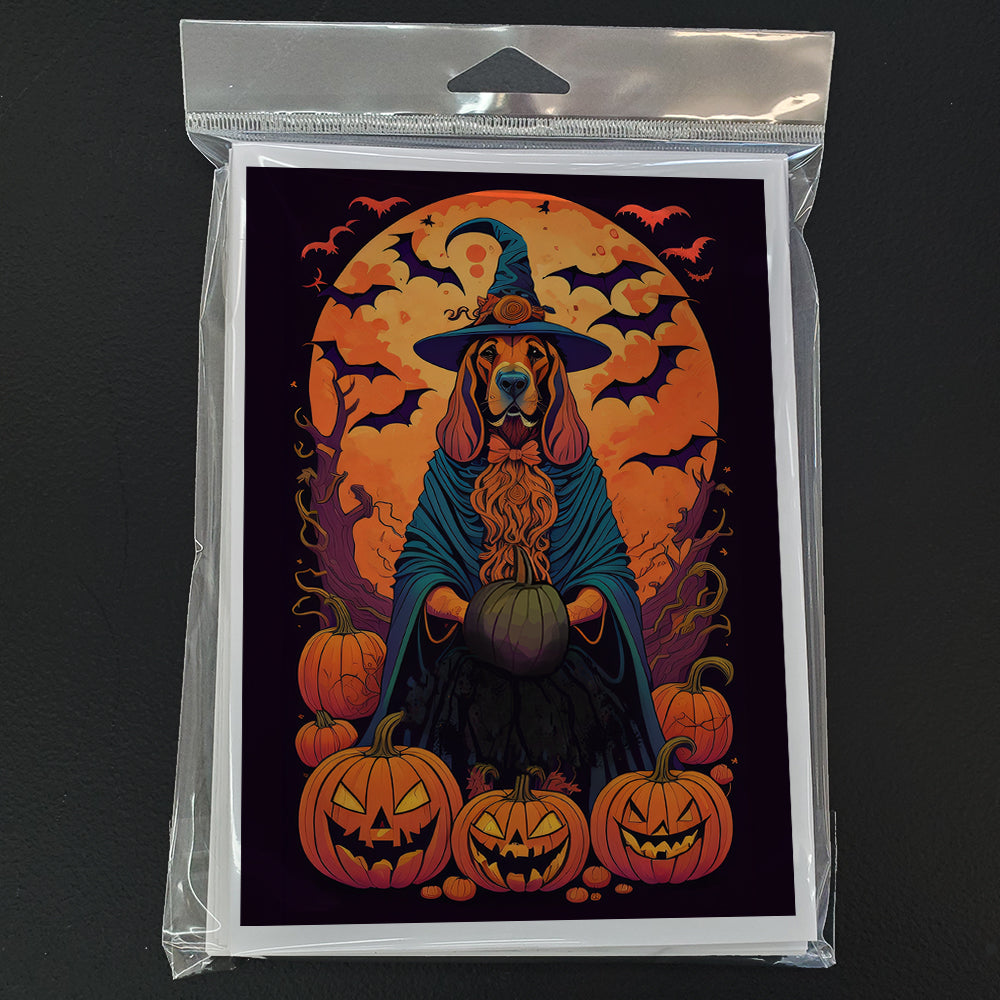 Bloodhound Witchy Halloween Greeting Cards and Envelopes Pack of 8