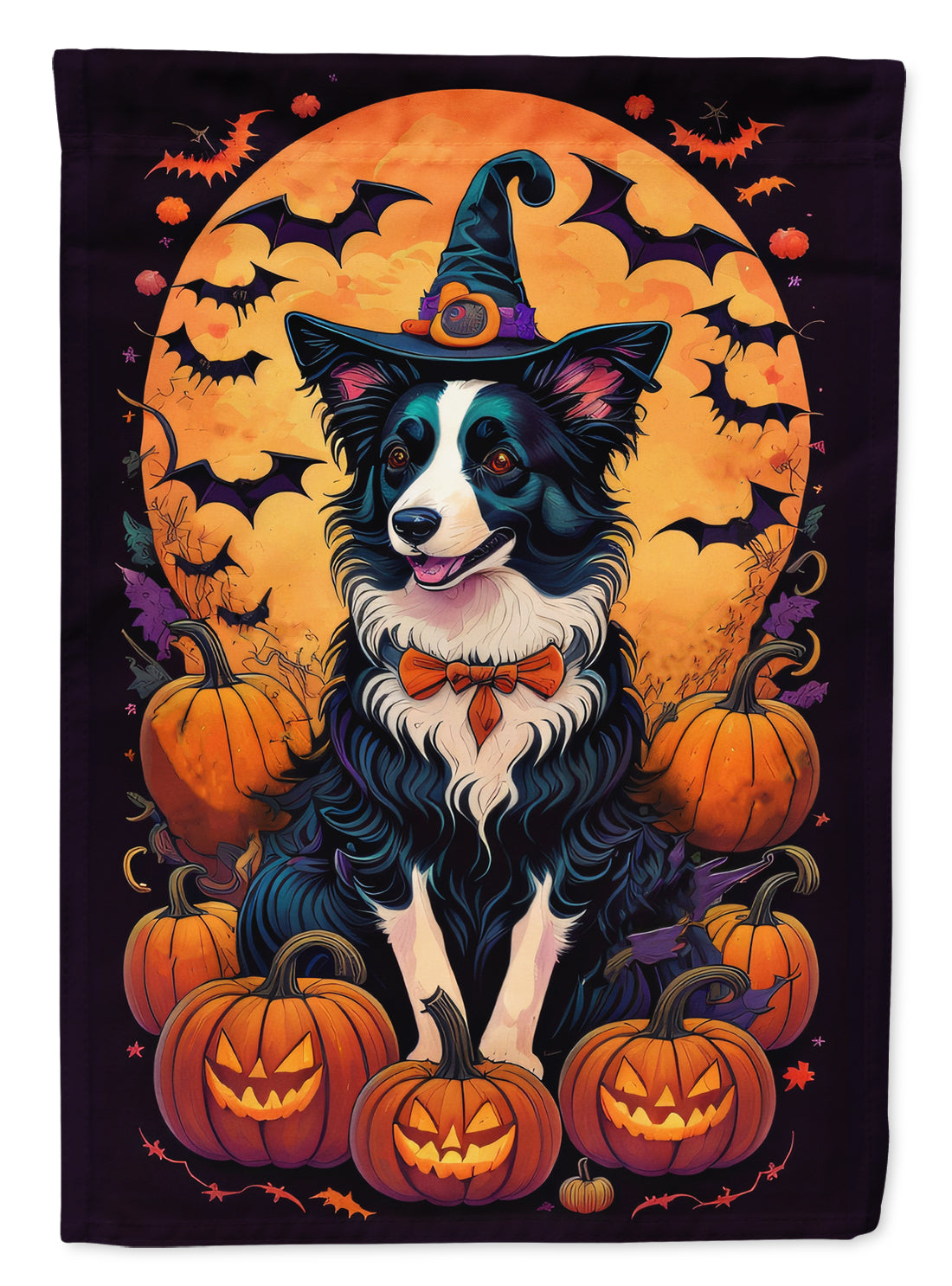 Buy this Border Collie Witchy Halloween House Flag