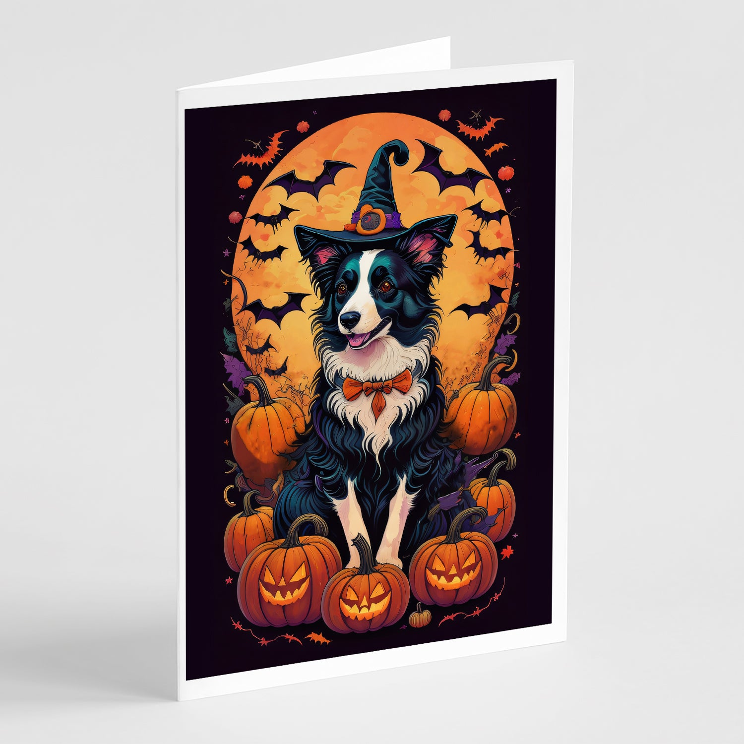 Buy this Border Collie Witchy Halloween Greeting Cards and Envelopes Pack of 8