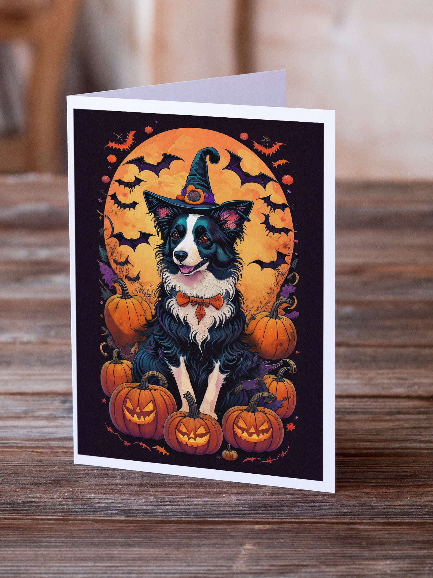 Buy this Border Collie Witchy Halloween Greeting Cards and Envelopes Pack of 8