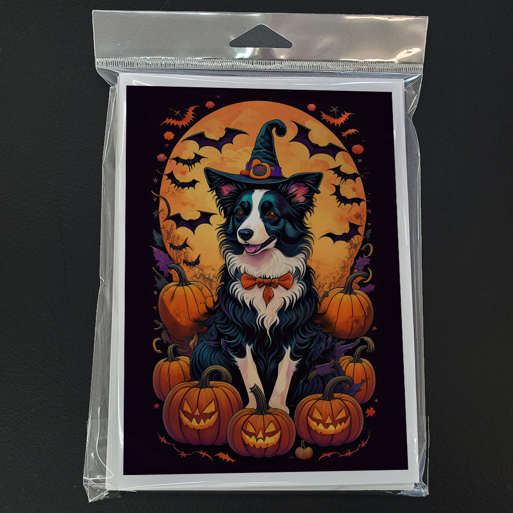Border Collie Witchy Halloween Greeting Cards and Envelopes Pack of 8