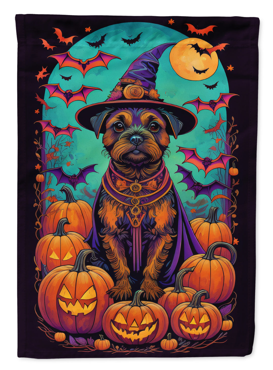 Buy this Border Terrier Witchy Halloween House Flag