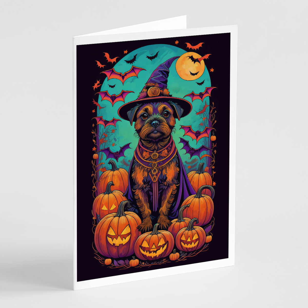 Buy this Border Terrier Witchy Halloween Greeting Cards and Envelopes Pack of 8