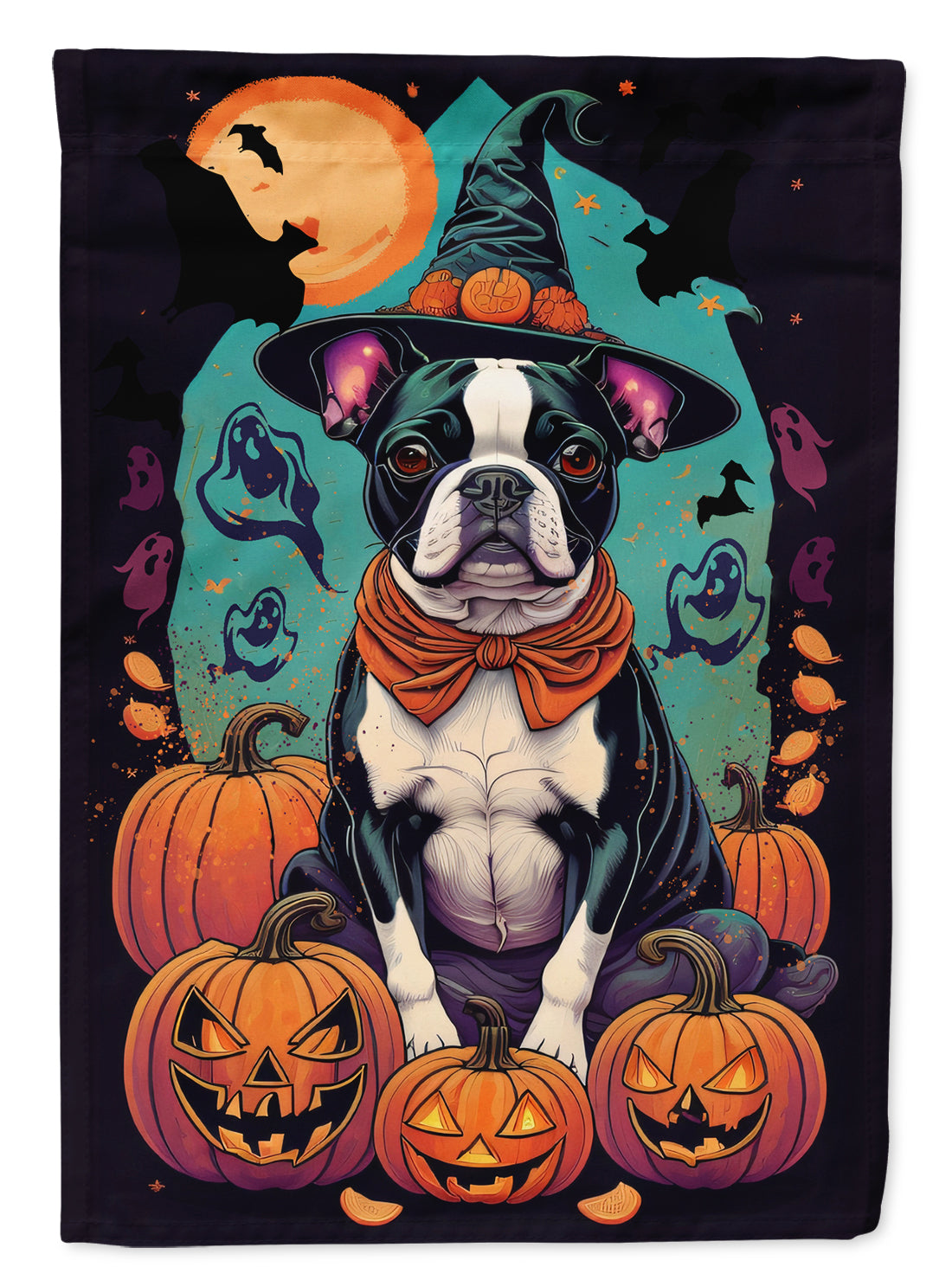 Buy this Boston Terrier Witchy Halloween House Flag