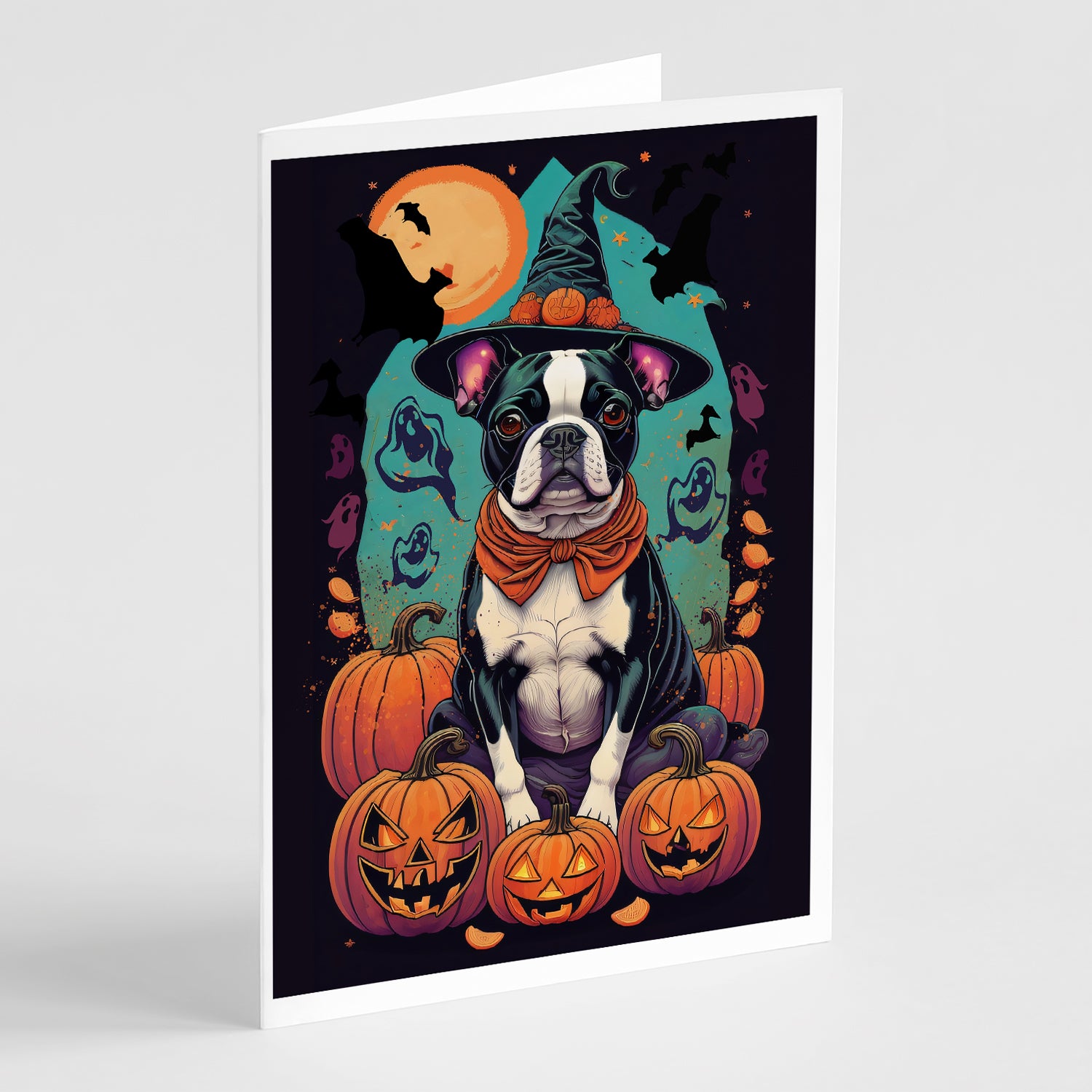 Buy this Boston Terrier Witchy Halloween Greeting Cards and Envelopes Pack of 8