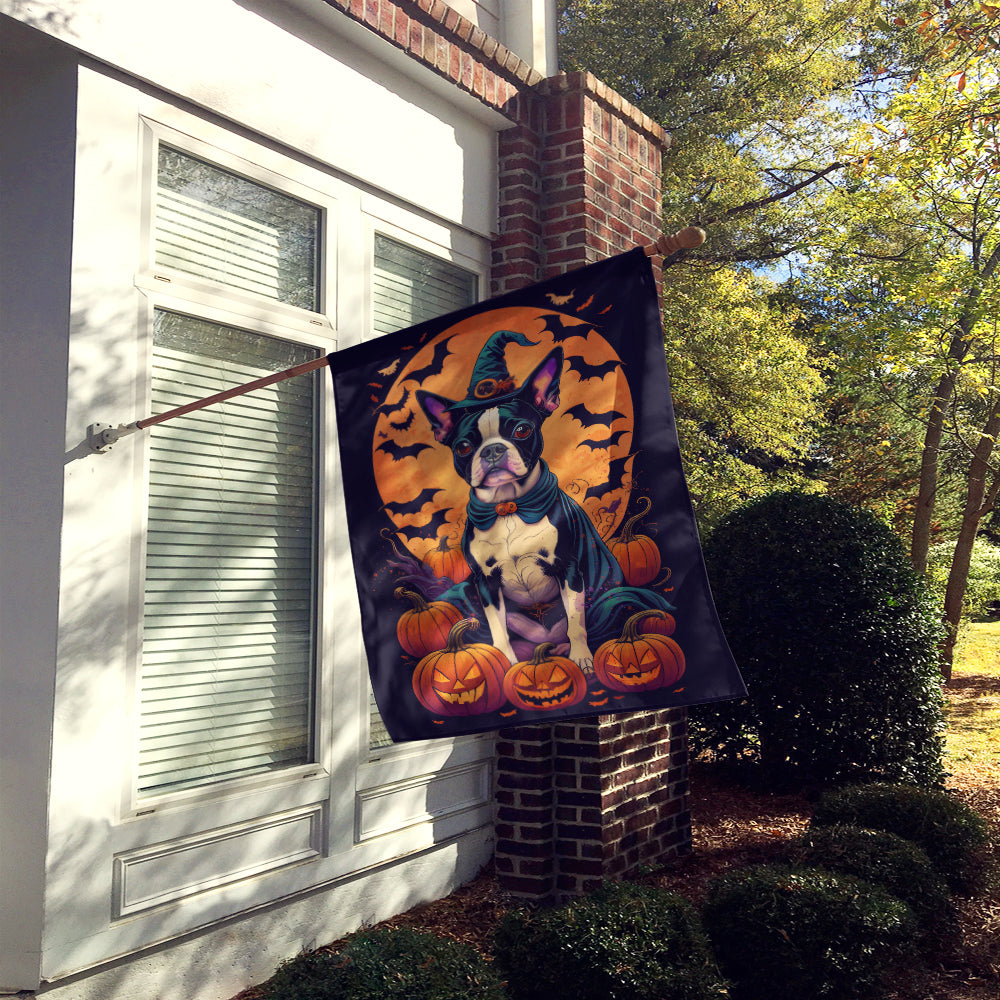 Boston Terrier Witchy Halloween House Flag