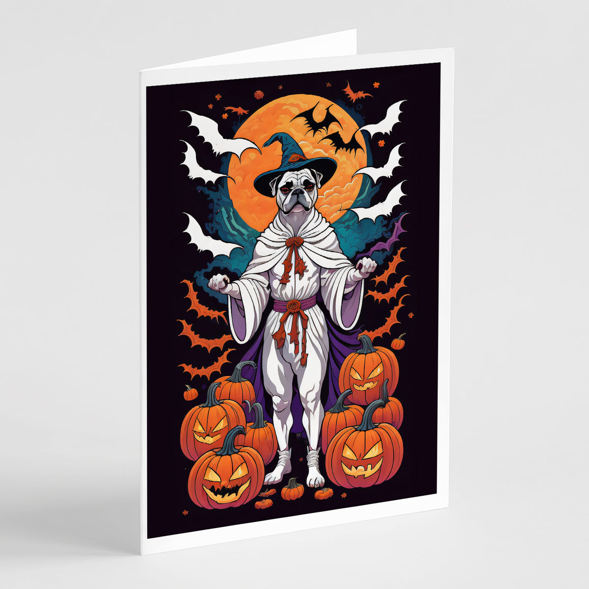 Buy this White Boxer Witchy Halloween Greeting Cards and Envelopes Pack of 8