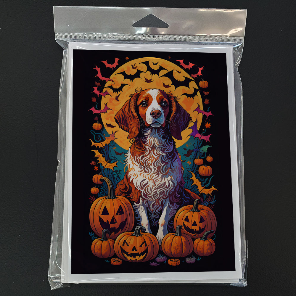 Brittany Spaniel Witchy Halloween Greeting Cards and Envelopes Pack of 8
