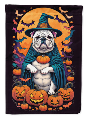 Buy this White English Bulldog Witchy Halloween Garden Flag