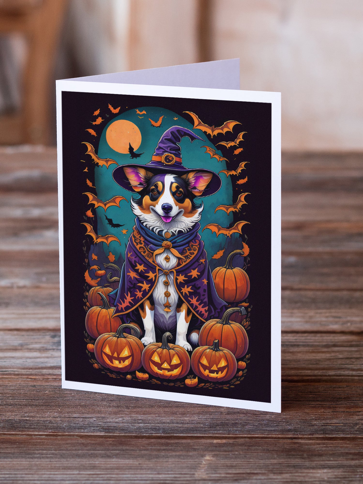 Corgi Witchy Halloween Greeting Cards and Envelopes Pack of 8