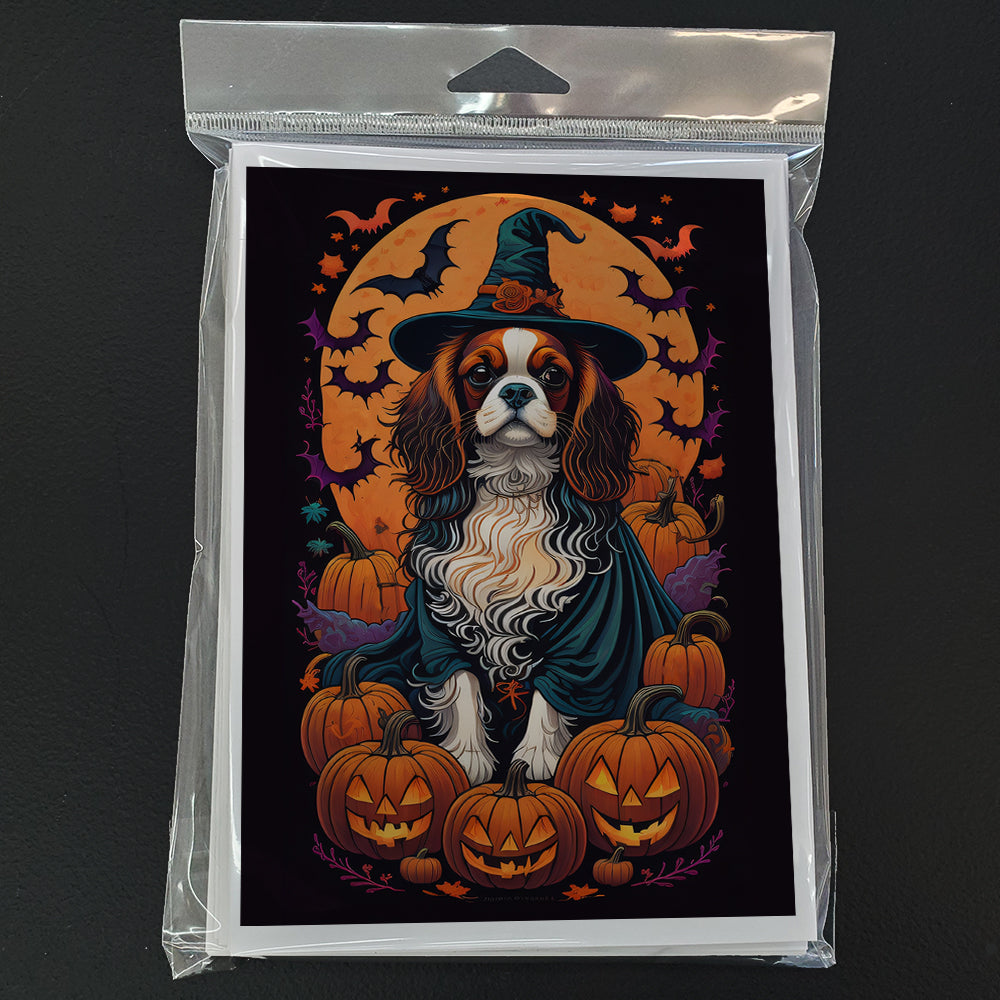Cavalier Spaniel Witchy Halloween Greeting Cards and Envelopes Pack of 8