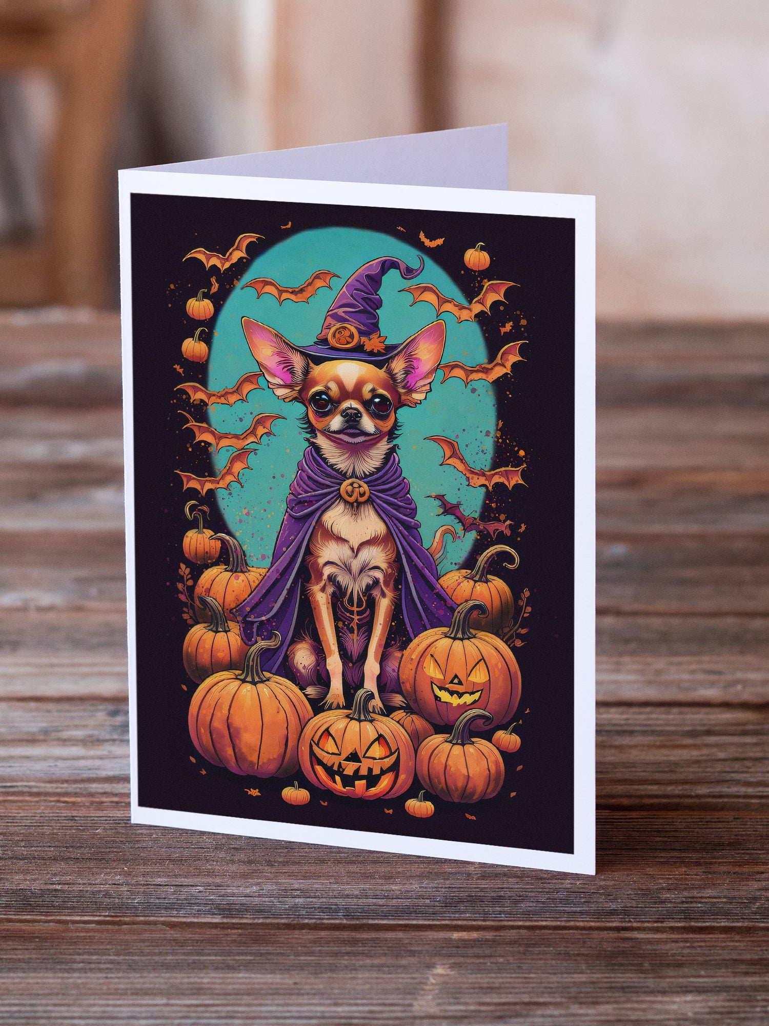 Buy this Chihuahua Witchy Halloween Greeting Cards and Envelopes Pack of 8