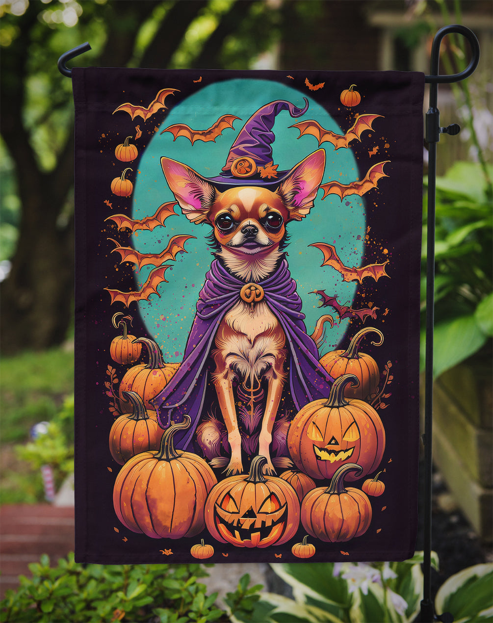 Chihuahua Witchy Halloween Garden Flag