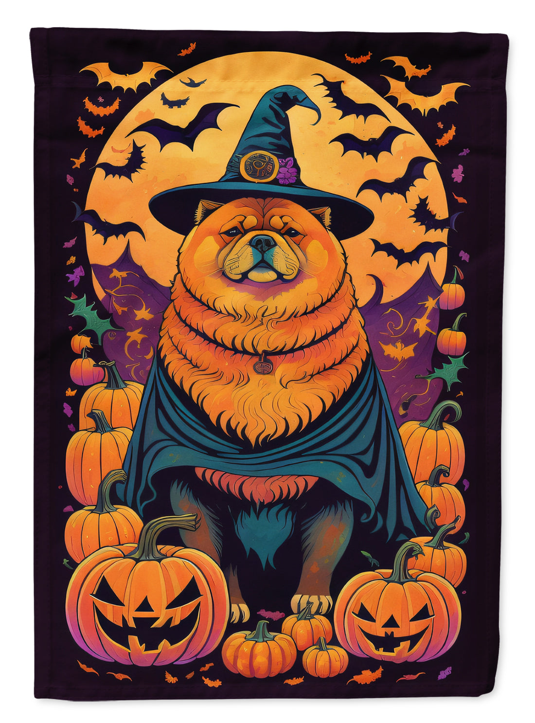 Buy this Chow Chow Witchy Halloween House Flag