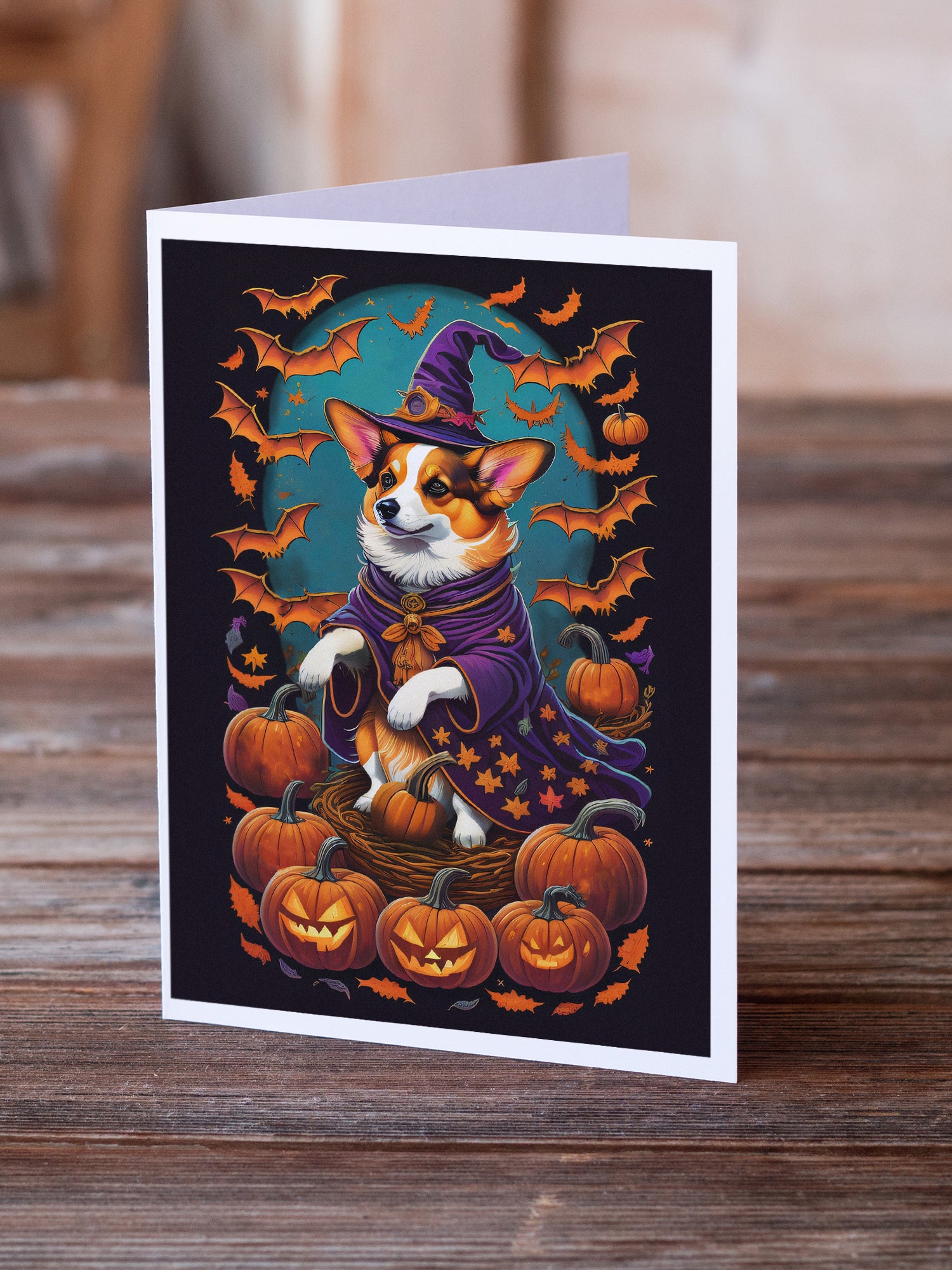 Buy this Corgi Witchy Halloween Greeting Cards and Envelopes Pack of 8
